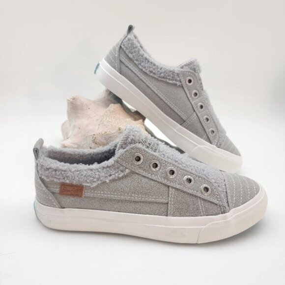 BUY ONE GET ONE FREE Blowfish Playdoe Slip-on  Sneakers Light Gray Faux Suede - Picture 2 of 7